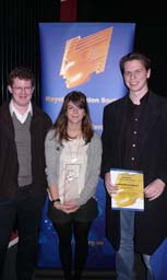 a photo of the winners  -show: L to R Andy Simm, Jen Randall, Alan Searle