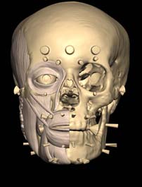 image shows partial reconstruction of an Egyptian mummy's face by student Sarah Shrimpton