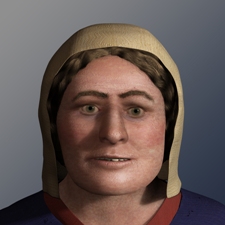 image shows the reconstructed face from a female skeleton