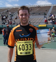 Picture shows Lawrie at a previous race in the run-up to the marathon