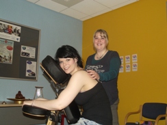Pic shows student Rachael Doherty receiving a Shiatsu massage from Michelle ONeill.