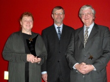 picture shows, left to right, Professor Sue Black, Professor Pete Downes (Principal) and Professor Charles McKean