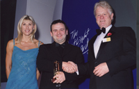 a photo of sharon davies, george craigie and category sponsor trevor dean of the Frogmore Mill