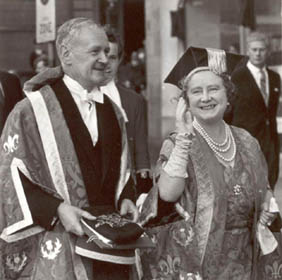 a photo of Queen Mother with Principal Drever