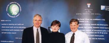 photo of (l-r) Prof Pitts, Pirie and Prof Stirrups