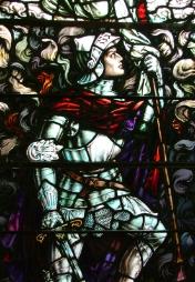 detail from stained glass window, Faithful Unto Death