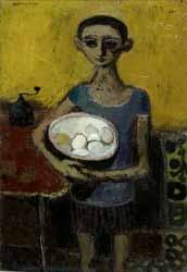 Boy with Bowl of Eggs by Alberto Morrocco