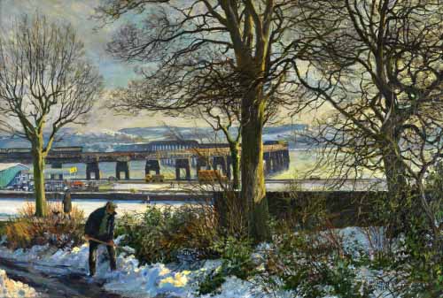 Tay Bridge, Winter by J McIntosh Patrick