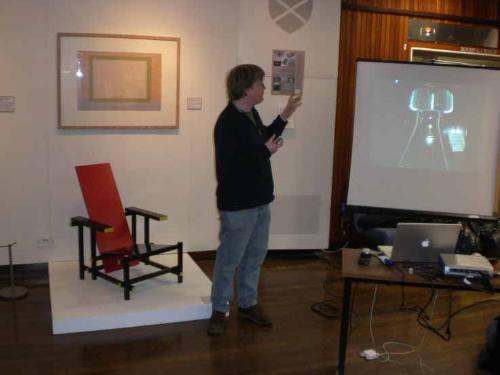 Jonathan Baldwin giving opening lecture at Design for Living exhibition