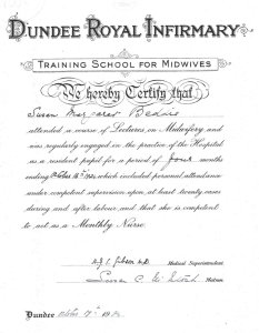 title page of 1924 certificate of Nursing training at DRI for Nurse Beddie