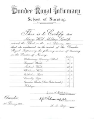 DRI nurse's training certificate