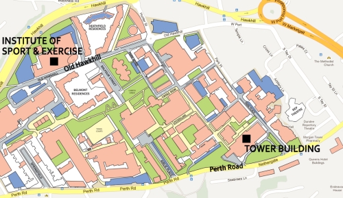Map of the campus showing the venues for the Human Race exhibition
