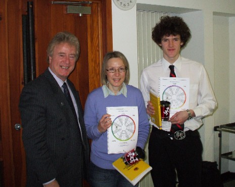 picture SHOWsN Andi Lothian presenting Vicky Todd and Gordon Brown with their prizes