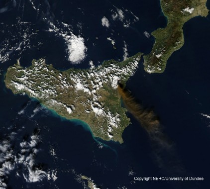 picture of the satallite image of Mount Etna