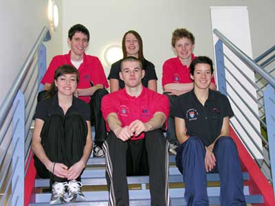 picture shows the students - Back row: Chris Lavery, Becky Ward, Scott MacLeod, front row: Eilish McColgan, Jamie Coull and Morag MacLarty