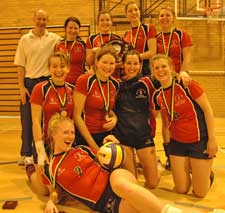 Image shows Paul along with the University of Dundee womens volleyball team