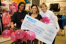 Jessie Wallace with Debenhams Senior Store Manager, Nadia Ohaka, (left) and Breast Cancer Campaign's Director of Fundraising (right).
