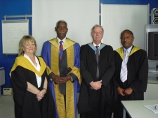 attached picture shows from Left:  Prof Margaret Smith, Dr Andom Ogbamariam, Mr Mike Naulty, Mr Menghestab Gaim
