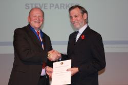 pic shows Professor Parkes (on the right) accepting the award